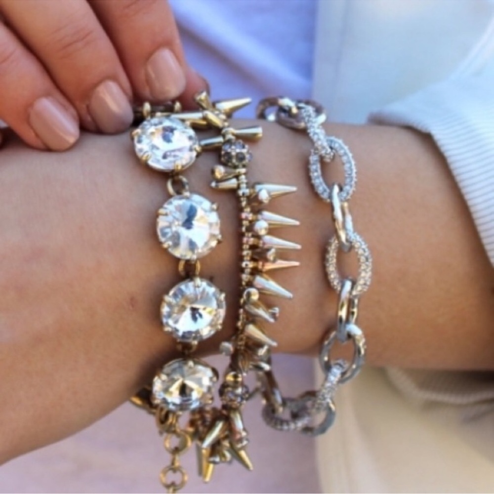 Stella & Dot Women’s Christina Link Silver Chain Layered Adjustable Bracelet